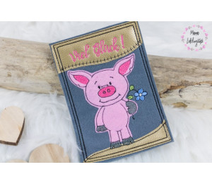 Stickdatei - Schwein mit Blume